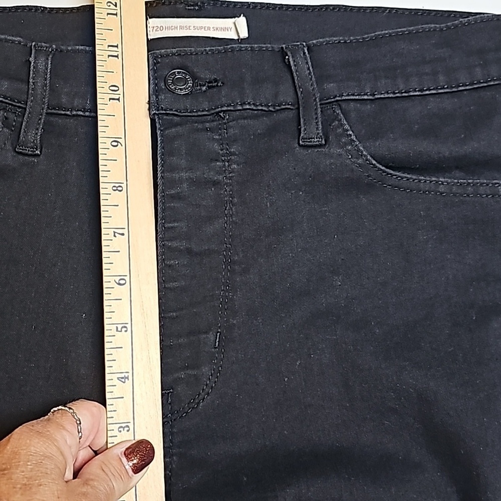 Levis 720 High Rise Super Skinny Jeans Sz 33 Black Exc condition - Picture 8 of 10